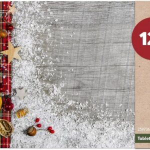 Platzset, Tischsets Stoffband Weihnachten Holz Tischunterlage Tischdeko, matches21 HOME & HOBBY, (12-St), modernes Esstisch Platzdeckchen als abwaschbarer Tischuntersetzer