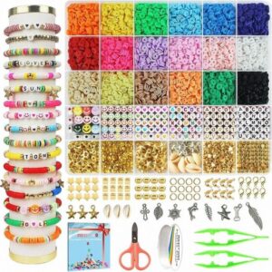 SOTOR Bastelperlen Perlen DIY Armband set Bastelset Schmuck Basteln Mädchen, (Armbänder Kit für DIY Schmuckherstellung Kit Geschenke für Mädchen 500-tlg)