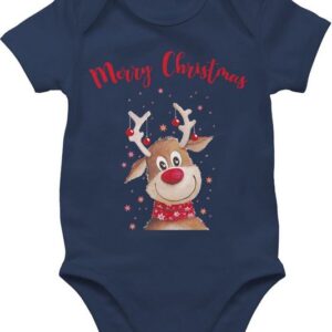 Shirtracer Shirtbody Merry Christmas Rentier Weihnachten Kleidung Baby