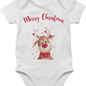 Shirtracer Shirtbody Merry Christmas Rentier Weihnachten Kleidung Baby