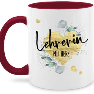 Shirtracer Tasse Lehrerin mit Herz - Abschiedsgeschenk Weihnachten, Keramik, Lehrerin