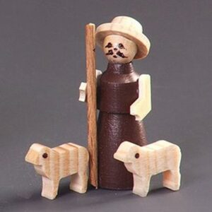 Spielwarenmacher Günther e.K. Weihnachtsfigur Miniaturfigur Schäfer mit Schafen natur Höhe=7cm NEU, für Setzkasten, zum basteln geeignet