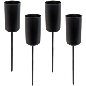 Stabkerzen Pick 4er Set - schwarz - Kerzen Stecker für Advents und Weihnachts Gesteck - Kerzenpick für Tafelkerzen