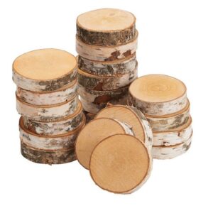 matches21 HOME & HOBBY Bastelnaturmaterial Kleine Baumscheiben Birke Holz-Platten Holzscheiben in 8 - 10 cm, (20-tlg), nachhaltige EU Birkenscheiben für Basteln Esstisch Deko Tischdeko