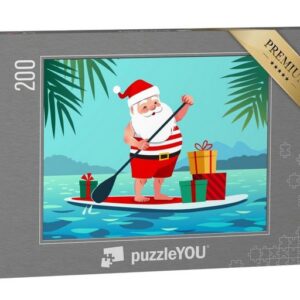 puzzleYOU Puzzle Urlaub: Weihnachtsmann in Shorts und T-Shirt, 200 Puzzleteile, puzzleYOU-Kollektionen Weihnachten