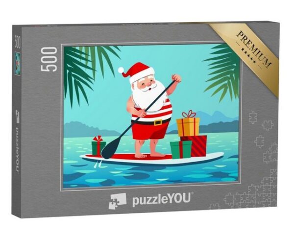 puzzleYOU Puzzle Urlaub: Weihnachtsmann in Shorts und T-Shirt, 500 Puzzleteile, puzzleYOU-Kollektionen Weihnachten