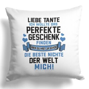 22Feels Dekokissen Beste Tante Geschenk v. Nichte Geburtstag Weihnachten Deko Frauen, Deko mit Persönlichkeit