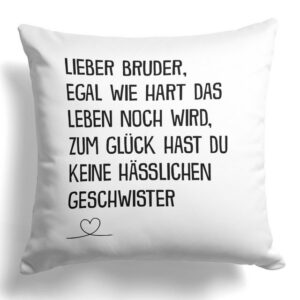 22Feels Dekokissen Bruder Geschenk Geburtstag Weihnachten Geschwister Deko Männer Jungs, Deko mit Persönlichkeit