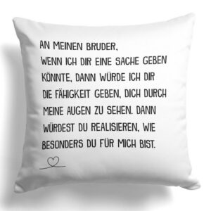 22Feels Dekokissen Bruder Geschenk Geburtstag Weihnachten Geschwister Deko Männer Jungs, Deko mit Persönlichkeit