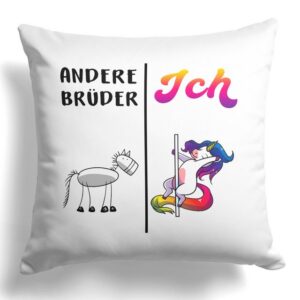 22Feels Dekokissen Bruder Geschenk Geburtstag Weihnachten Geschwister Deko Männer Jungs, Deko mit Persönlichkeit