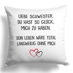 22Feels Dekokissen Grosse Schwester Geschenk Geburtstag Weihnachten Geschwister Mädchen, Deko mit Persönlichkeit