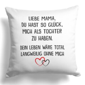 22Feels Dekokissen Mama Geschenk v Tochter Mutter Muttertag Geburtstag Weihnachten Frauen, Deko mit Persönlichkeit