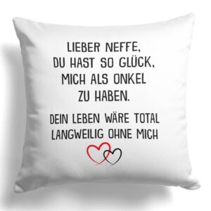 22Feels Dekokissen Neffe Geschenk v. Onkel Deko Jungs 18. Geburtstag Firmung Weihnachten, Deko mit Persönlichkeit