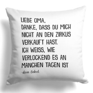 22Feels Dekokissen Oma Geschenk v. Enkel Geburtstag Weihnachten Frauen Deko Grossmutter, Deko mit Persönlichkeit