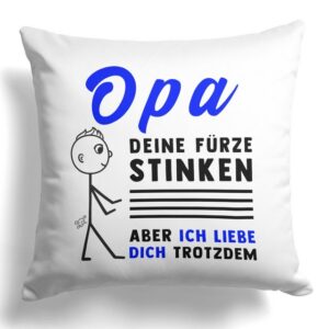 22Feels Dekokissen Opa Geschenk Geburtstag Weihnachten Grossvater Deine Fürze Stinken, Deko mit Persönlichkeit