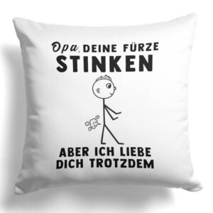 22Feels Dekokissen Opa Geschenk Geburtstag Weihnachten Grossvater Deine Fürze Stinken, Deko mit Persönlichkeit