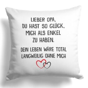 22Feels Dekokissen Opa Geschenk v. Enkel Geburtstag Weihnachten Männer Deko Grossvater, Deko mit Persönlichkeit