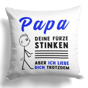 22Feels Dekokissen Papa Geschenk Vatertag Geburtstag Weihnachten Deine Fürze Stinken, Deko mit Persönlichkeit