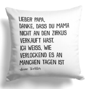 22Feels Dekokissen Papa Geschenk v Tochter Vater Vatertag Geburtstag Weihnachten Männer, Deko mit Persönlichkeit