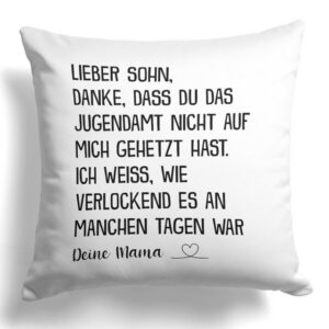 22Feels Dekokissen Sohn Geschenk v. Mama 18. Geburtstag Weihnachten Abitur Jungs Männer, Deko mit Persönlichkeit