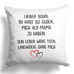 22Feels Dekokissen Sohn Geschenk v. Mama 18. Geburtstag Weihnachten Abitur Jungs Männer, Deko mit Persönlichkeit