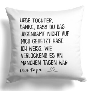 22Feels Dekokissen Tochter Geschenk v. Papa 18. Geburtstag Weihnachten Abitur Mädchen, Deko mit Persönlichkeit