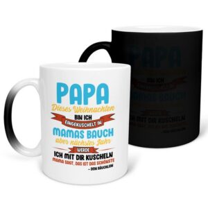 22Feels Tasse Du Wirst Papa Weihnachten Werdender Vater Geschenk Schwangerschaft, Keramik, FARBWECHSEL Zaubertasse, Made in Germany
