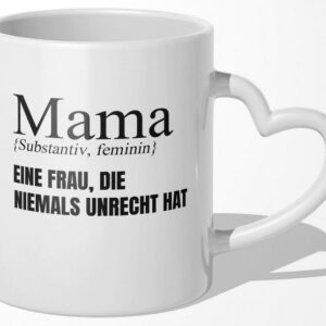 22Feels Tasse Mama Geschenk Muttertag Mutter Geburtstag Kaffee Frauen Weihnachten, Keramik, Made In Germany, Spülmaschinenfest, Herzhenkel