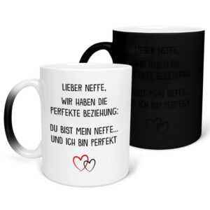 22Feels Tasse Neffe Geschenk 18. Geburtstag Jungs Abitur Weihnachten Firmung Haferl, Keramik, FARBWECHSEL Zaubertasse, Made in Germany