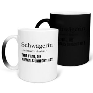 22Feels Tasse Schwägerin Geschenk Hochzeit Idee Frauen Weihnachten Geburtstag Haferl, Keramik, FARBWECHSEL Zaubertasse, Made in Germany