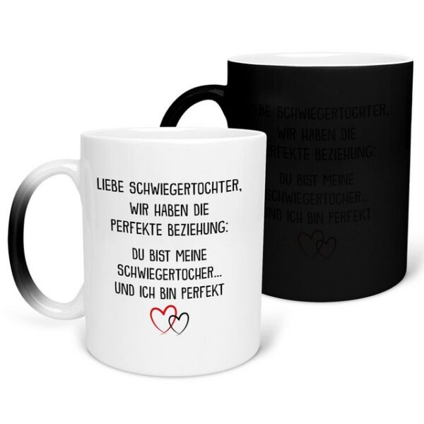 22Feels Tasse Schwiegertochter Geschenk von Schwiegerpapa Hochzeit Frau Weihnachten, Keramik, FARBWECHSEL Zaubertasse, Made in Germany