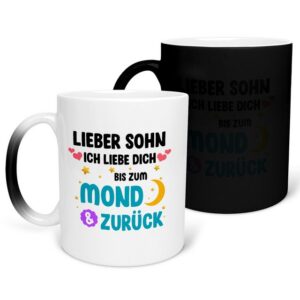 22Feels Tasse Sohn Geschenk Geburtstag 18 Jahre Kind Abi Master Bachelor Weihnachten, Keramik, FARBWECHSEL Zaubertasse, Made in Germany