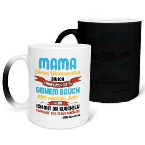 22Feels Tasse Werdende Mama Geschenk Weihnachten Schwangerschaft Frauen Babyparty, Keramik, FARBWECHSEL Zaubertasse, Made in Germany