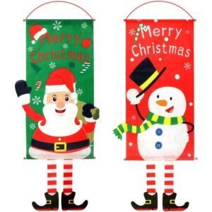 Amirror Smart Ug - 2 Stück hängende Weihnachtsfahnen, Frohe Weihnachten Banner Dekorationen Xmas Tür Banner für Tür Fenster Home Outdoor Indoor