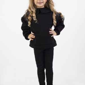 Harika KIDS Mädchen-set Aus Mitteldickem Stoff Mit Latzkragen Und Bedrucktem Strick-basic-strumpfhosen-oberteil Und -unterteil für Damen - 4 Jahre