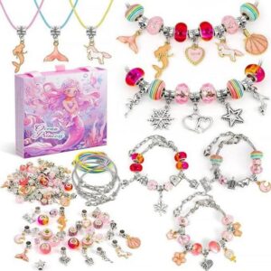 LENBEST Schmuckset Mädchen Geschenke 5-13 Jahre, Schmuck Basteln Mädchen Geschenke (für Mädchen Bastelset Kinder ab 6 Jahre Armbänder Selber Charm Armband Kit Ostergeschenke 6 7 8 9 10 Jahre)