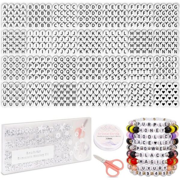 MAGICSHE Bastelperlen 1400 Stück Buchstabenperlen Set DIY Schmuck Basteln