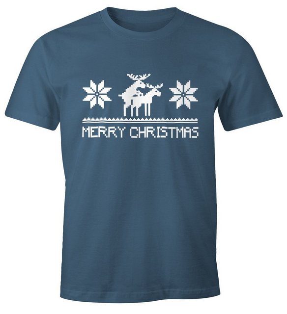 MoonWorks Print-Shirt Weihnachten Herren T-Shirt Merry Christmas Fun-Shirt mit Print