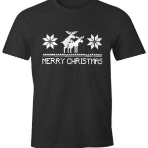 MoonWorks Print-Shirt Weihnachten Herren T-Shirt Merry Christmas Fun-Shirt mit Print