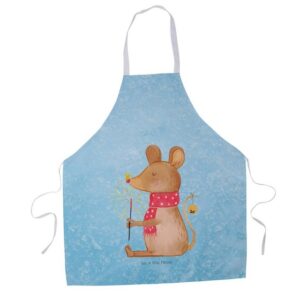 Mr. & Mrs. Panda Kochschürze Weihnachtsmaus - Eisblau - Geschenk, Kochschürze, Küchenschürze, Wint, (1-tlg), Große Fronttasche