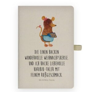 Mr. & Mrs. Panda Notizbuch Maus Kekse - Transparent - Geschenk, Winter, Notizen, backen, Journal Mr. & Mrs. Panda, Personalisierbar