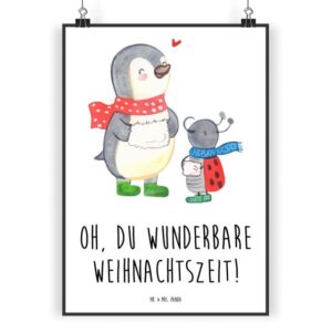 Mr. & Mrs. Panda Poster DIN A4 Smörle Winterzeit - Weiß - Geschenk, Posterdruck, Weihnachtsze, Smörle Winterzeit (1 St), Positive Botschaften