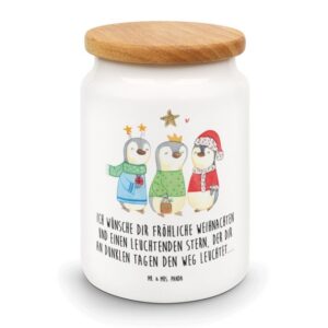 Mr. & Mrs. Panda Vorratsdose Winterzeit Heilige drei Könige - Weiß - Geschenk, Weihnachtstage, Vor, Keramik, (1-tlg), Holzdeckel-Dichtung