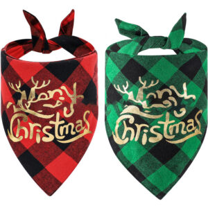 Weihnachts Haustiere Schal klassisches Buffalo Plaid Dreieck Bibs Verstellbarer Kerchief Set Pet Accessoires