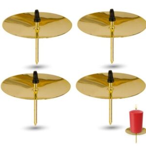 Weihnachtswunder® Kerzenhalter 12x Kerzenhalter mit Dorn gold 5cm groß Kerzenstecker für Adventskranz (12 St)