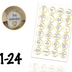 Weihnachtswunder® Sticker 24x Adventskalender Aufkleber Sticker Zahlen 1-24 selbstklebend ED.4