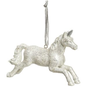 Weiß glitter einhorn harz weihnachten thema 10 cm - Feeric lights & christmas - Silberweiß