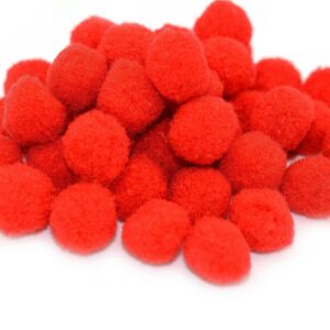 maDDma Pompon 100 Pompons, 15mm, kreativ zum Basteln, Farben oder Farbmix, rot