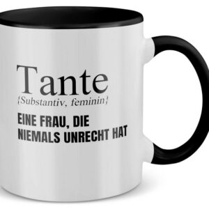 22Feels Tasse Beste Tante Geschenk Geburtstag Weihnachten Kaffeetasse Lustig, Keramik, Made in Germany, Spülmaschinenfest, Zweifarbig