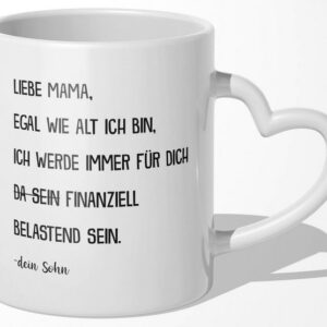 22Feels Tasse Mama Geschenk von Sohn Muttertag Geburtstag Mutter Weihnachten Frauen, Keramik, Made In Germany, Spülmaschinenfest, Herzhenkel